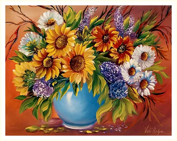 Színes virágok 35x45 cm 155.000.- .- Ft