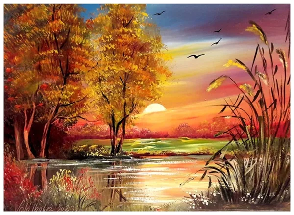 Napnyugta a tóparton 35X45 185.000.- Ft