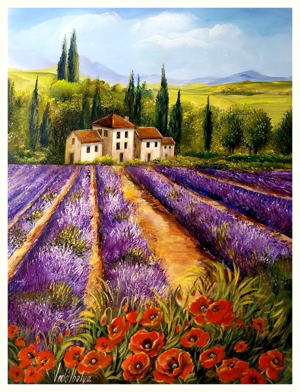 Provence - Levendulák és  pipacsok - 45X35 cm&nbsp;165.000.- Ft