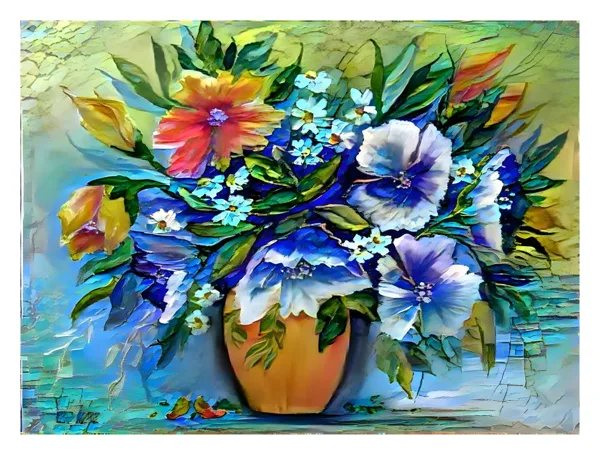 Sárga és kék virágok 35x45 cm 168.000.- Ft