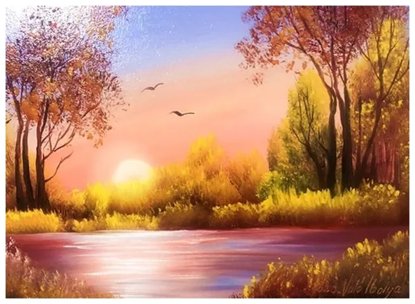 Őszi tópart 30x40 cm&nbsp; &nbsp; &nbsp; 158.000.- Ft