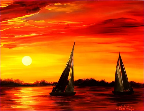 Balatoni vitorlások 30x40 cm