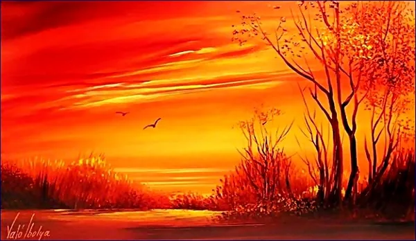Fák és madarak 30x50 cm