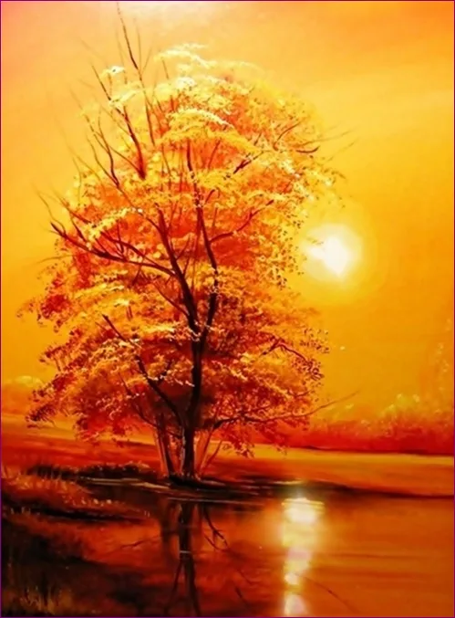 Magányos fa naplementében 40x30 cm