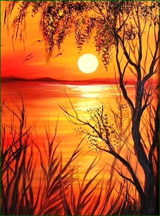 Vízparti naplemente 40x30