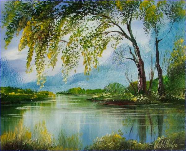 Fák víztükörben 30x35 cm