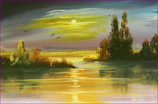Madarak holdfényben 30x45 cm
