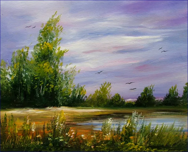 Tópart hajnali szélben 30x35 cm