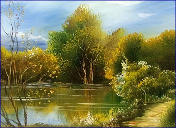 Út a tó partján 30x35 cm