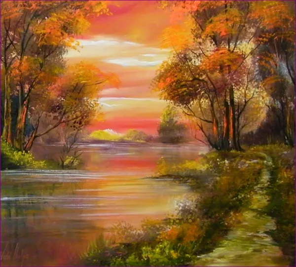 Vízparti táj 40x40 cm