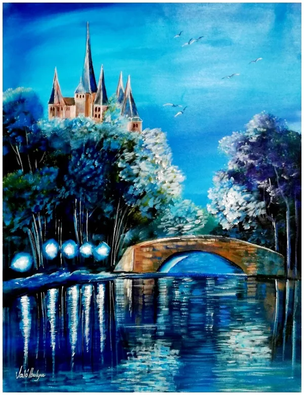 Fények a hídnál 45x35 cm