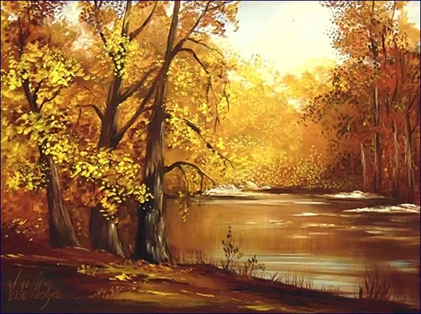Fák a vízparton 30x35 cm