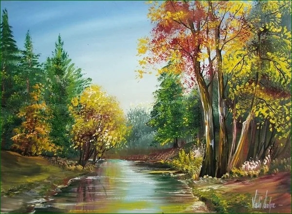 Fák a folyó mentén 35x50 cm  