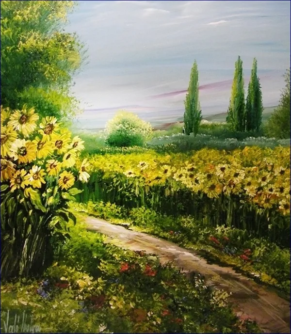 Napraforgók nyári napsütésben 35x30 cm