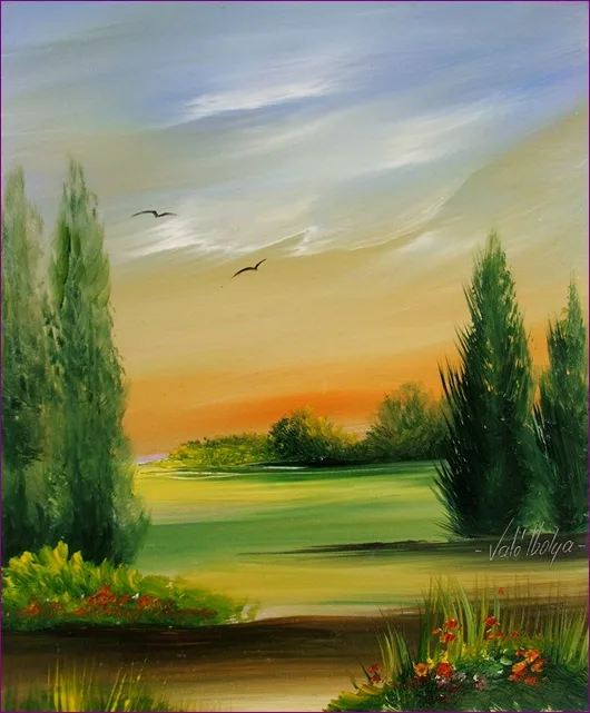 Nyár és virágok 35x30 cm