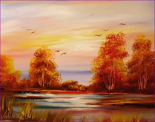 Őszi égbolt madarakkal 30x40