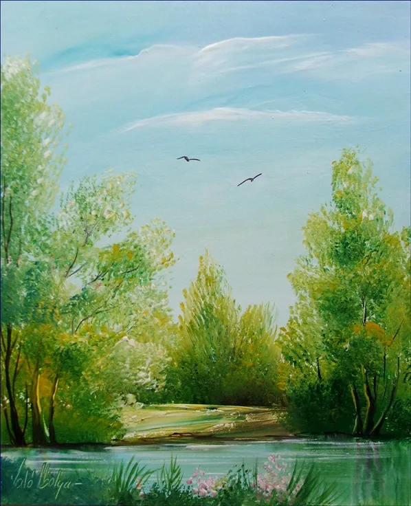 Tavaszi táj 35x30 cm