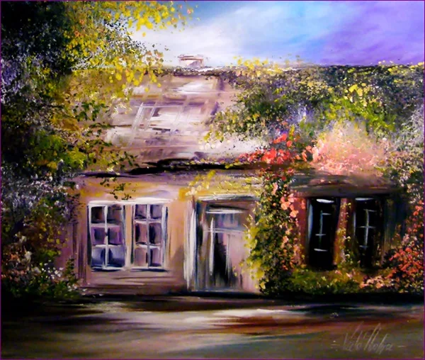 Virágos házikó 25x30 cm