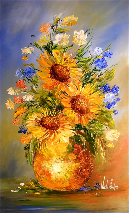 Napraforgó csendélet 45x30 cm