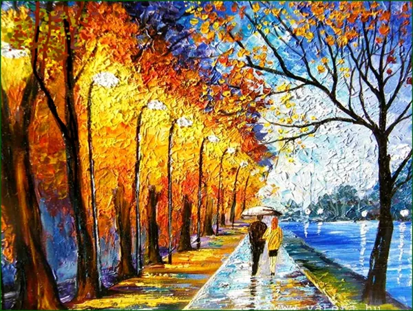 Séta az esőben 30x40 cm