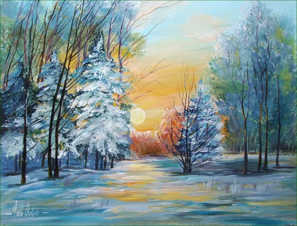 Tél az erdőn 30x40 cm