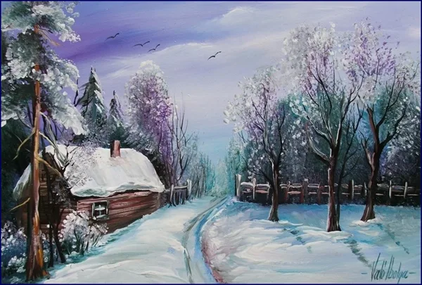 Tél az erdőszélen 20x30 cm
