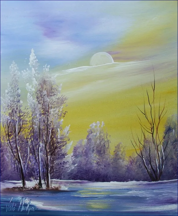 Téli táj 3x30 cm
