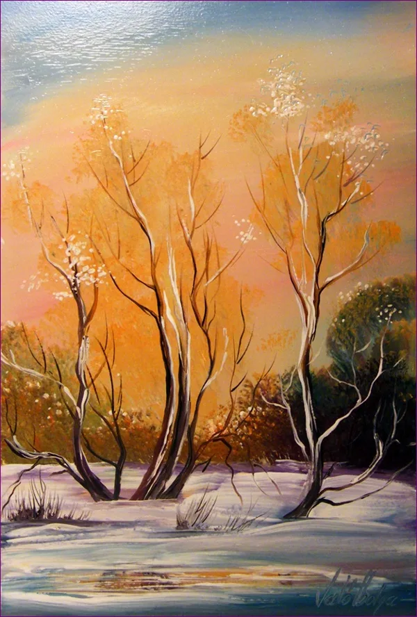 Téli táj 45x30 cm