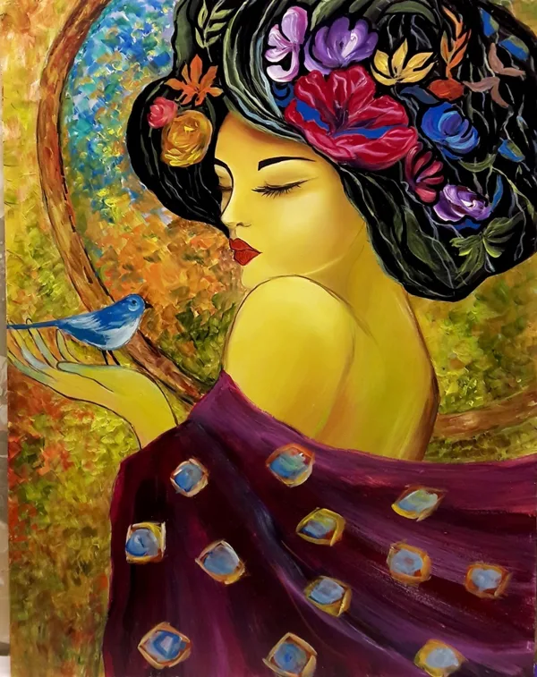 A kék madár 45x35 cm, olaj, farost