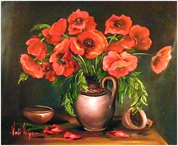 Pipacsok, klasszikus csendélet 40x50 cm