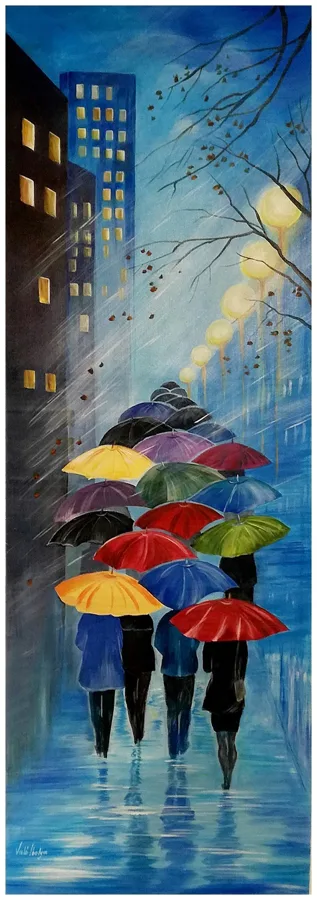Esős este a kisvárosban 80x40 cm