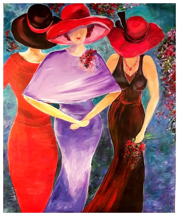 Fekete és piros kalapok 60x45 cm 