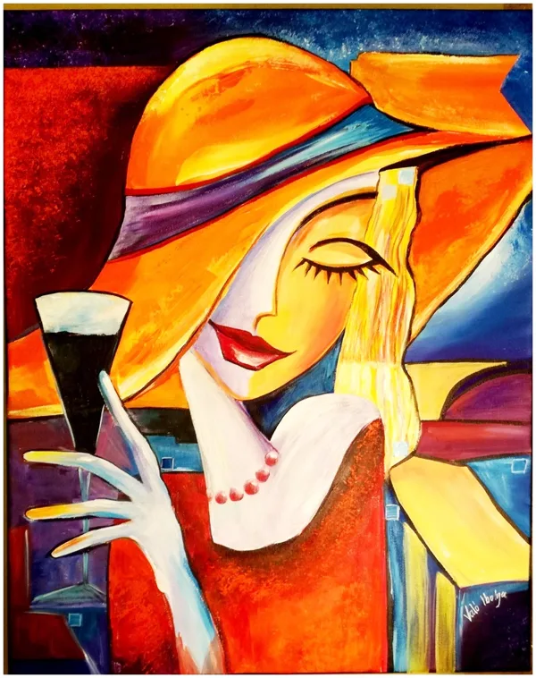 Lány koktéllal 40x45 cm 