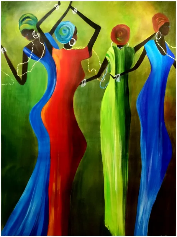 Afrikai nők tánca 90x75 cm 