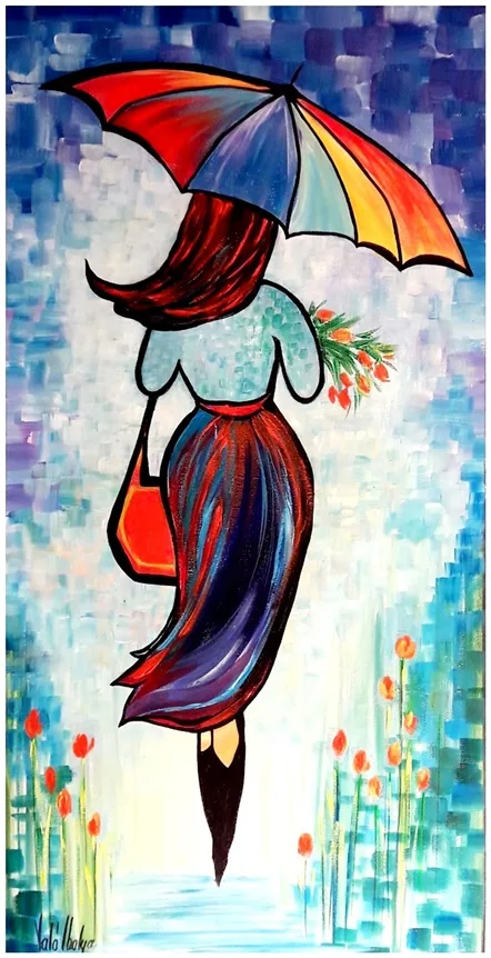 Lány az esőben 50x35 cm 