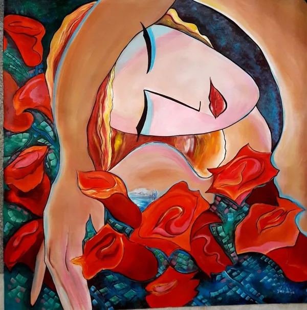 Reprodukció, Virágok közt - 80x80 cm -  MAGÁNTULAJDONBAN VAN