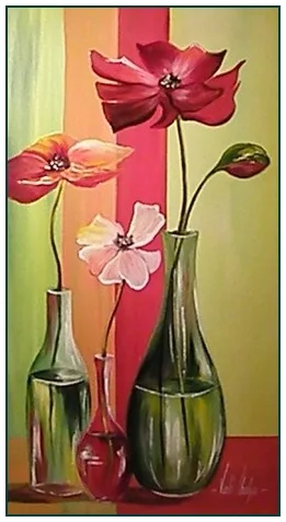 Virágok üvegben 60x30 cm - eladva