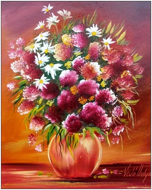 Fantázia virágok margarétával 40x30  - eladva