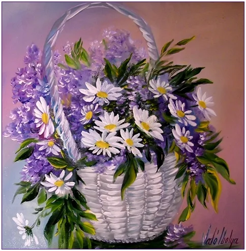 Egy kosár margaréta 40x40 cm