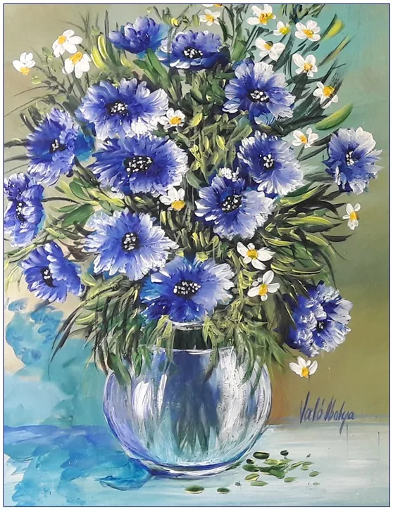 Kék kisvirágok 35x30 cm - eladva