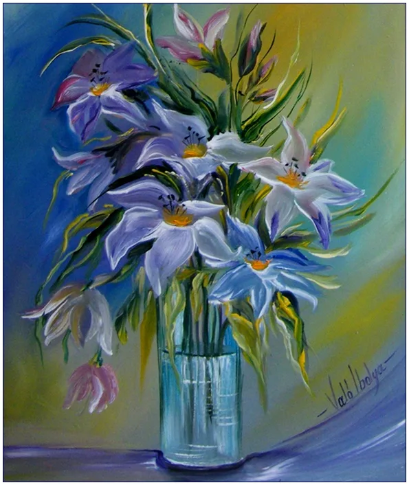 Kék liliomok 35x30 cm - eladva