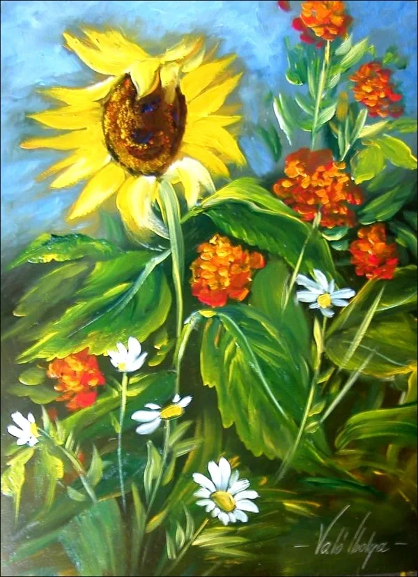 Napraforgók szélben 40x30 cm - MAGÁNTULAJDON