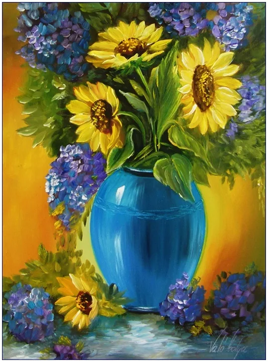 Napraforgók és hortenziák 40x30 cm - MAGÁNTULAJDON
