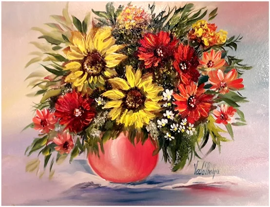 Napraforgós csendélet 30x25 cm- MAGÁNTULAJDON