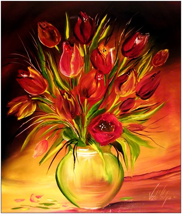 Piros tulipánok 40x45 cm - eladva