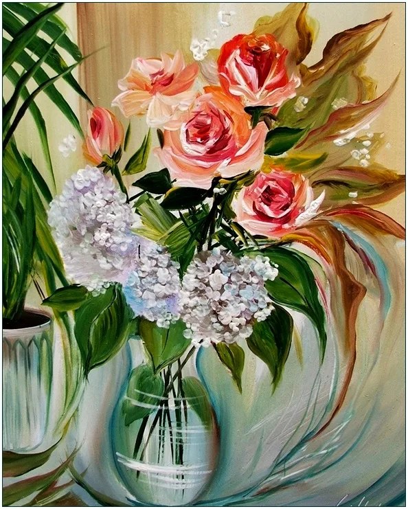 Csendélet rózsával 40x35 cm - MAGÁNTULAJDON 