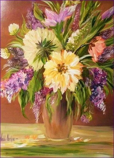 Virágok csokorban 40x30 cm - eladva