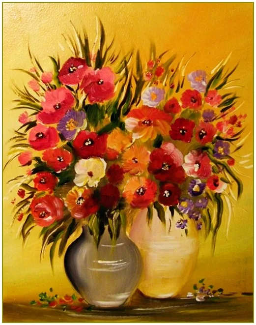 Virágok vázákban 35x30 cm - MAGÁNTULAJDON