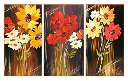 Piros és sárga virágok, sorozat 90x40 cm 