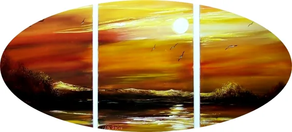 Sirályok viharban három tagú sorozat 90x40 cm